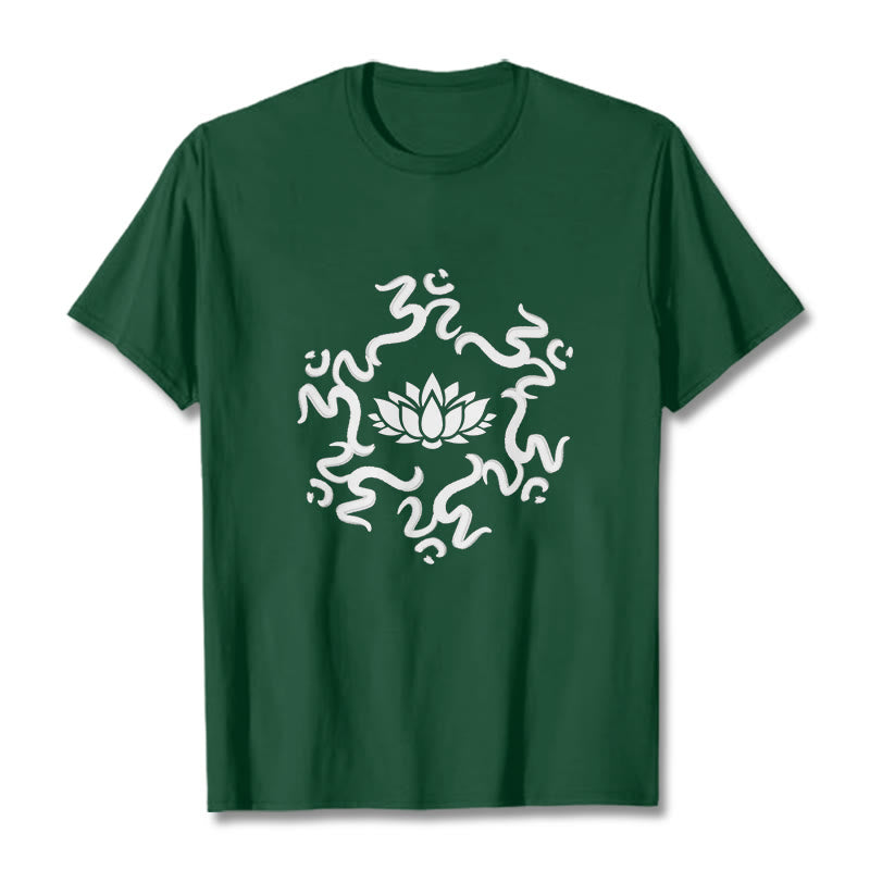 Buddha Stones OM Symbol Lotus Blume Muster T T-shirt - WaldGrün - 2XL - image 12