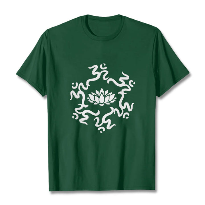 Buddha Stones OM Symbol Lotus Blume Muster T T-shirt - WaldGrün - 2XL - image 12