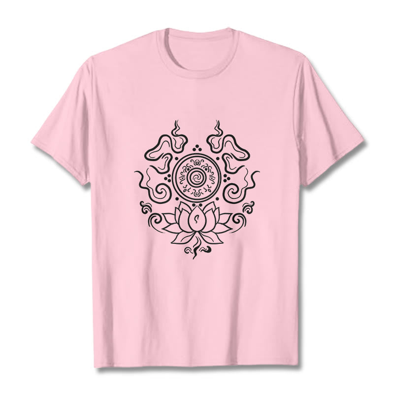 Buddha Stones Dharma Rad Lotus Blume Muster T T-shirt - Hellrosa - 2XL - image 13