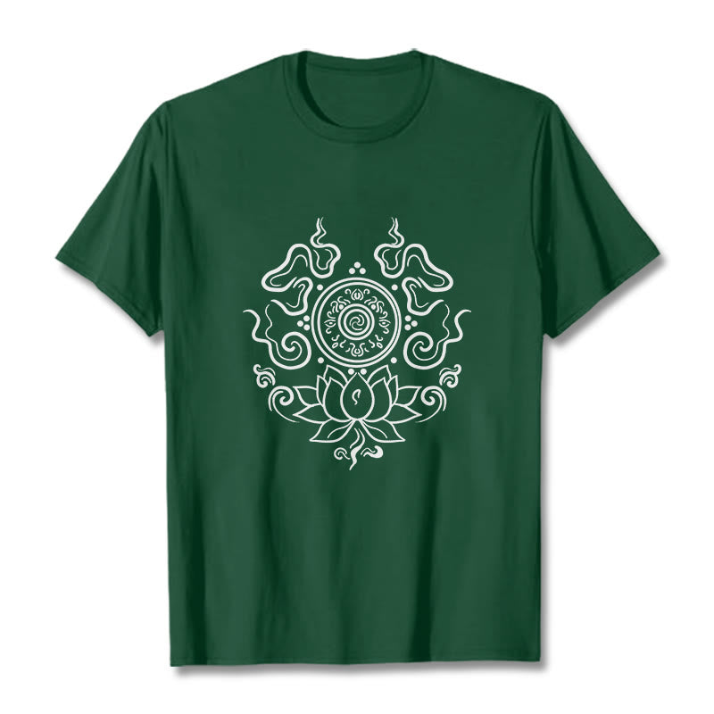 Buddha Stones Dharma Rad Lotus Blume Muster T T-shirt - WaldGrün - 2XL - image 11