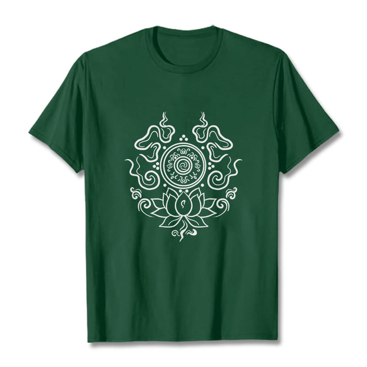 Buddha Stones Dharma Rad Lotus Blume Muster T T-shirt - WaldGrün - 2XL - image 11