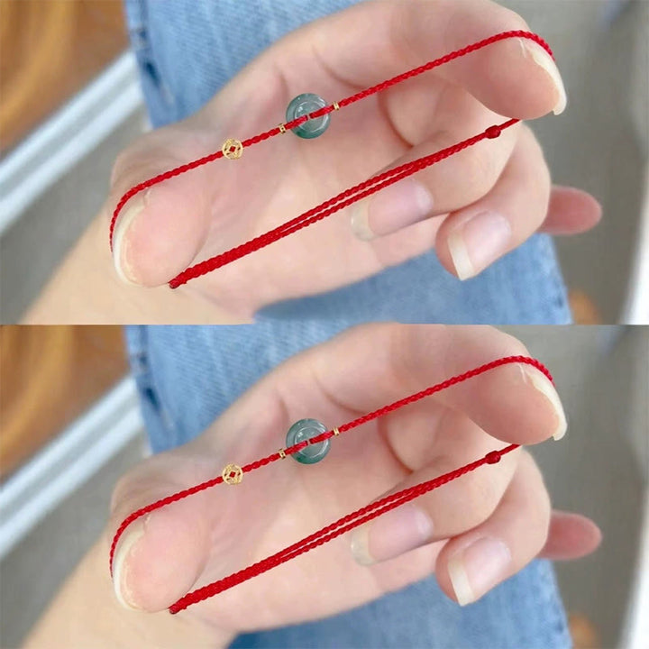 Buddha Stones Frieden Schnalle Kupfer Münzen Jade Rot String Verbindung Armband Fußkettchen - image 14