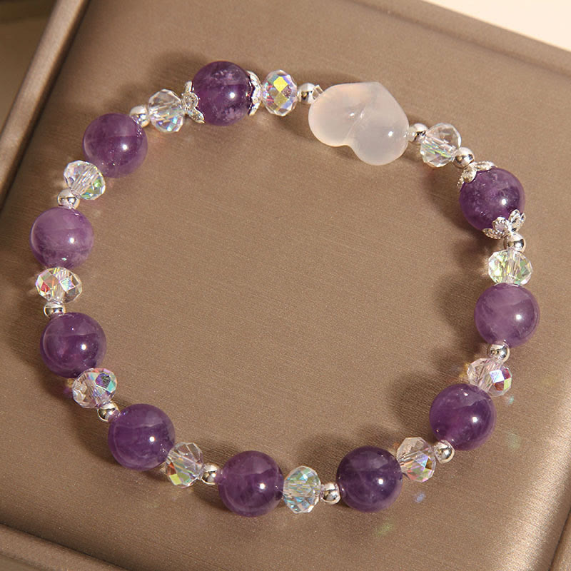 Buddha Stones Herz Amethyst Weißer Achat Balance Armband - image 7
