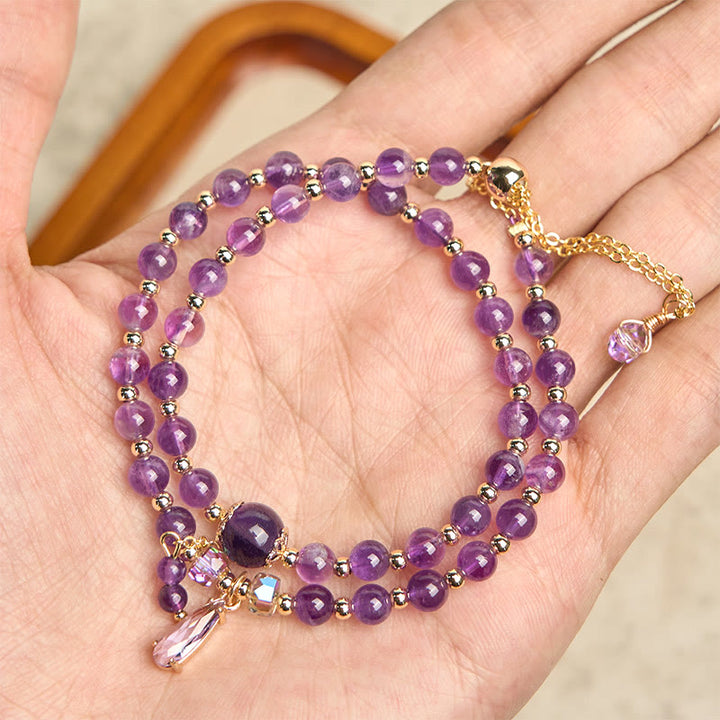 Buddha Stones Natürliche Amethystperlen Balance Mehrschichtiges Armband