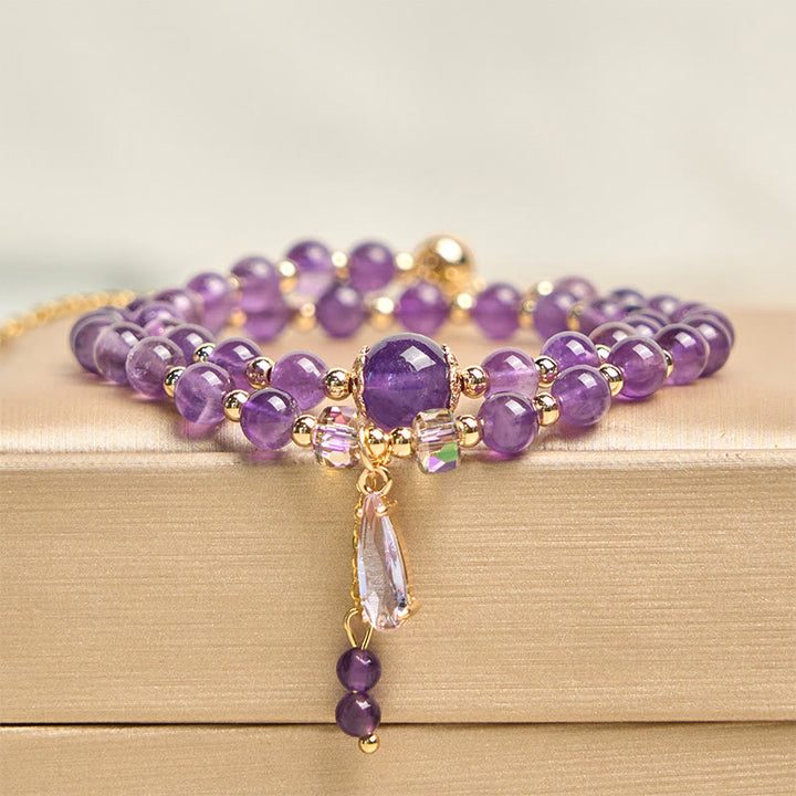 Buddha Stones Natürliche Amethystperlen Balance Mehrschichtiges Armband