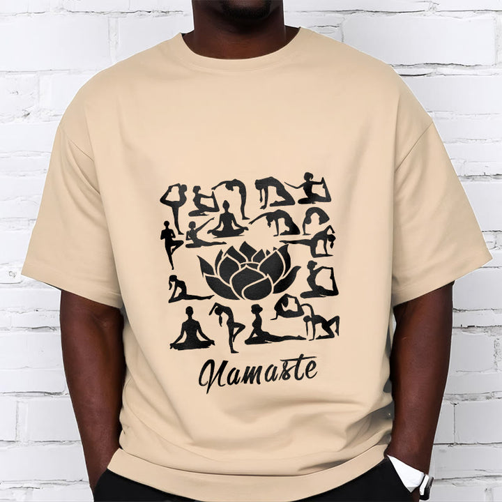 Buddha Stones Casual Lotusblume Verschiedene Yoga-Posen Muster T-Shirt - image 12