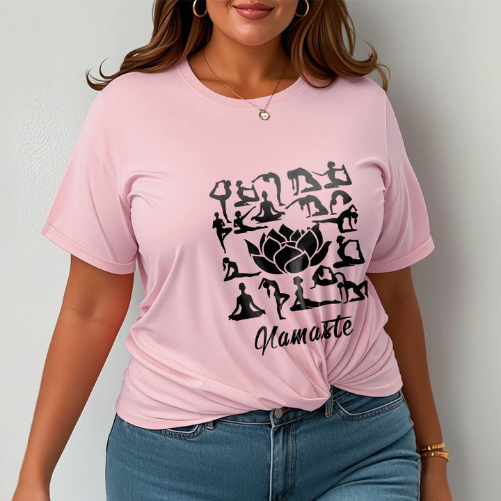 Buddha Stones Casual Lotusblume Verschiedene Yoga-Posen Muster T-Shirt - image 14