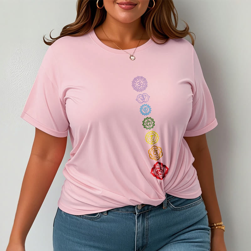 Buddha Stones Casual Bunte Kreise Om Mani Padme Hum Muster T T-Shirt - image 14