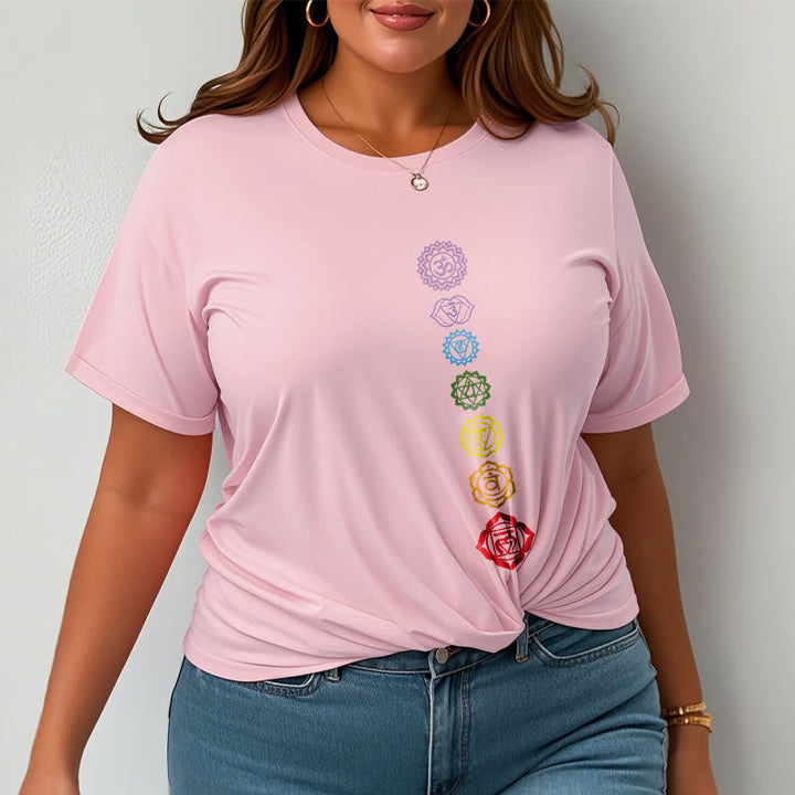 Buddha Stones Casual Bunte Kreise Om Mani Padme Hum Muster T T-Shirt - image 14