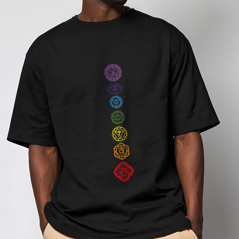 Buddha Stones Casual Bunte Kreise Om Mani Padme Hum Muster T T-Shirt - image 6