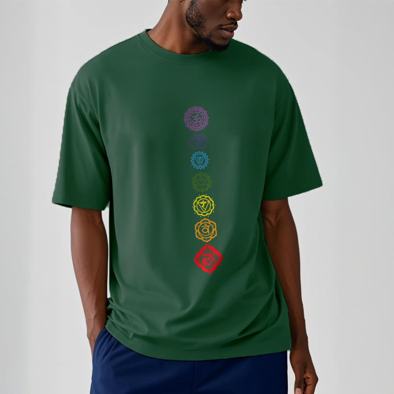 Buddha Stones Casual Bunte Kreise Om Mani Padme Hum Muster T T-Shirt - image 12