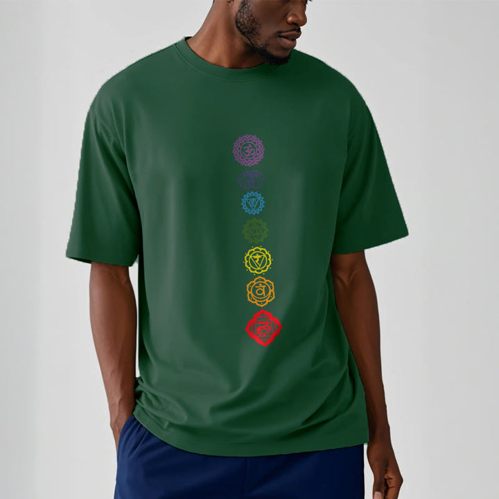 Buddha Stones Casual Bunte Kreise Om Mani Padme Hum Muster T T-Shirt - image 12