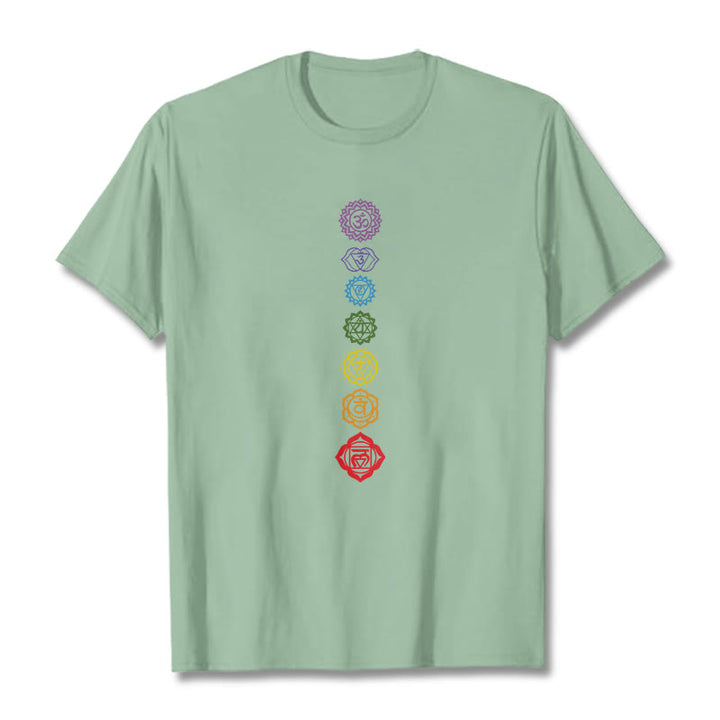 Buddha Stones Casual Bunte Kreise Om Mani Padme Hum Muster T T-Shirt - Blassgrün - 2XL - image 15