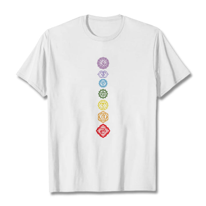 Buddha Stones Casual Bunte Kreise Om Mani Padme Hum Muster T T-Shirt - Weiß - 2XL - image 1