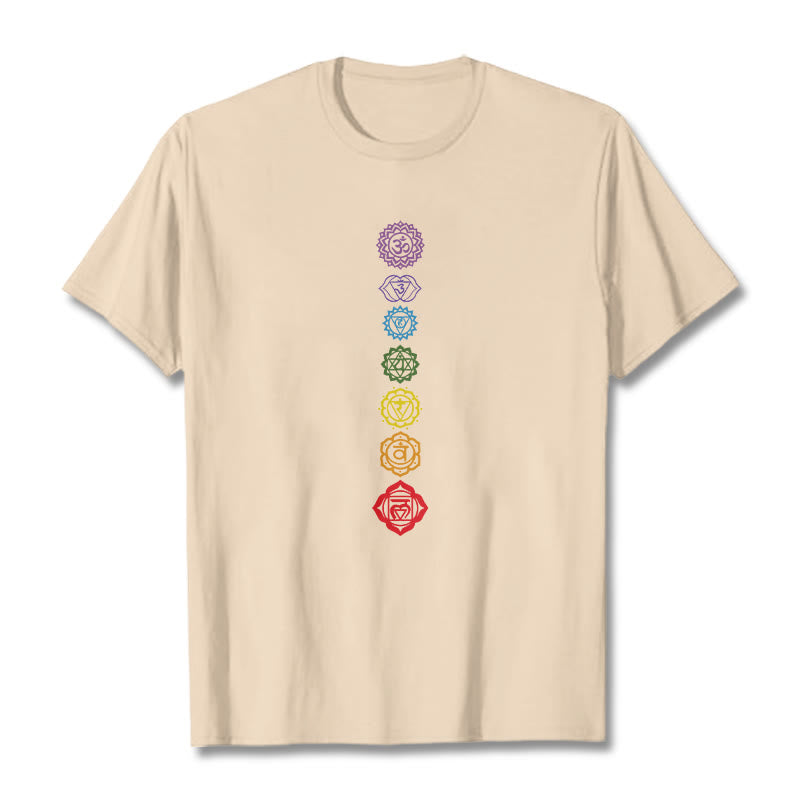 Buddha Stones Casual Bunte Kreise Om Mani Padme Hum Muster T T-Shirt - Bisque - 2XL - image 9