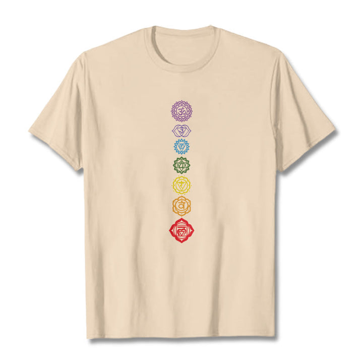 Buddha Stones Casual Bunte Kreise Om Mani Padme Hum Muster T T-Shirt - Bisque - 2XL - image 9