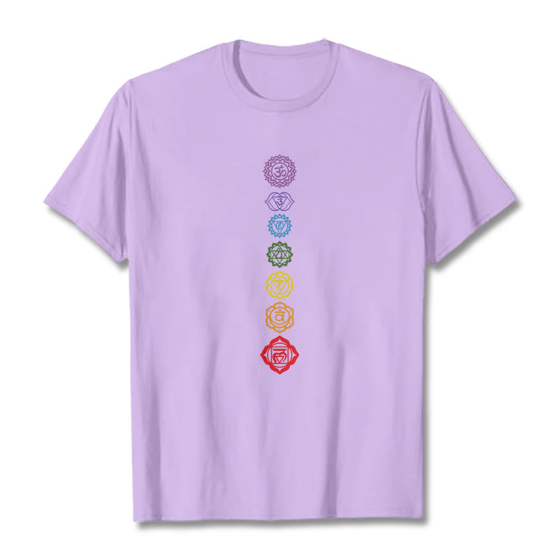 Buddha Stones Casual Bunte Kreise Om Mani Padme Hum Muster T T-Shirt - Pflaume - 2XL - image 17