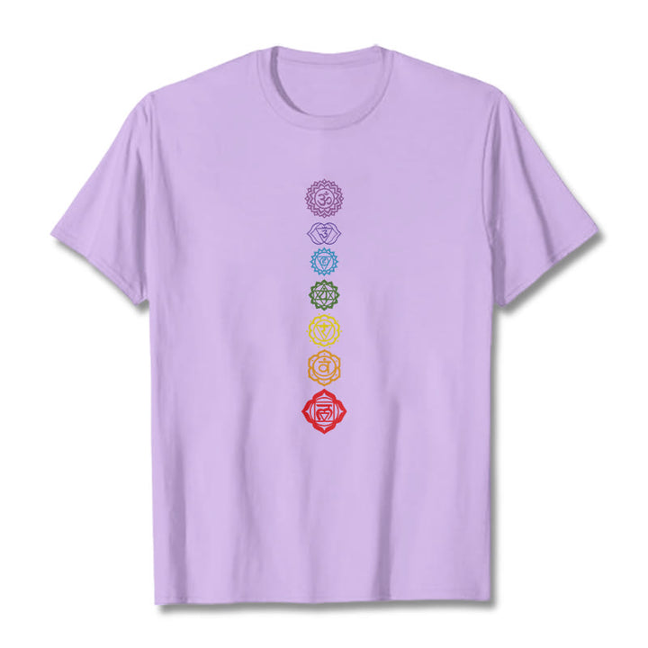Buddha Stones Casual Bunte Kreise Om Mani Padme Hum Muster T T-Shirt - Pflaume - 2XL - image 17