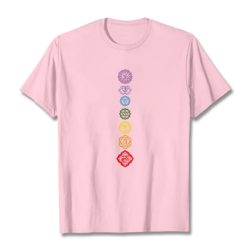 Buddha Stones Casual Bunte Kreise Om Mani Padme Hum Muster T T-Shirt - Hellrosa - 2XL - image 13