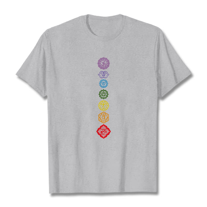 Buddha Stones Casual Bunte Kreise Om Mani Padme Hum Muster T T-Shirt - Hellgrau - 2XL - image 20
