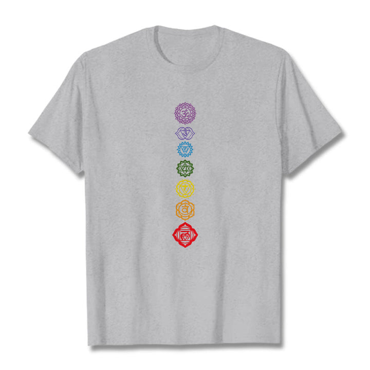 Buddha Stones Casual Bunte Kreise Om Mani Padme Hum Muster T T-Shirt - Hellgrau - 2XL - image 20