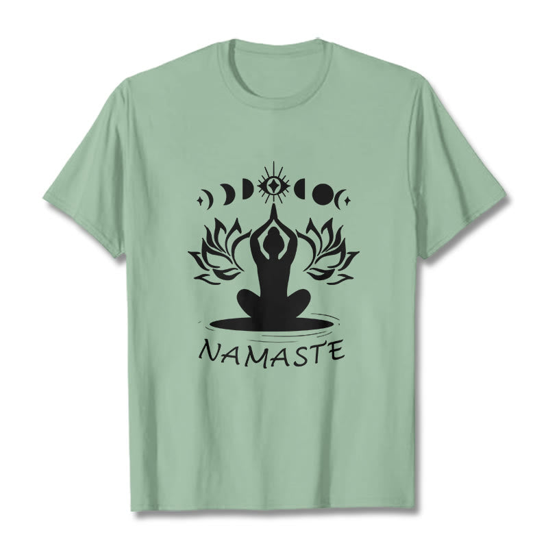 Buddha Stones Lässige Meditative Figur Lotus Mond Auge Muster T-Shirt - Blassgrün - 2XL - image 16