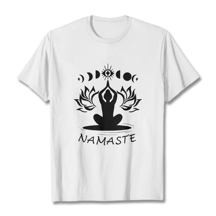 Buddha Stones Lässige Meditative Figur Lotus Mond Auge Muster T-Shirt - Weiß - 2XL - image 7