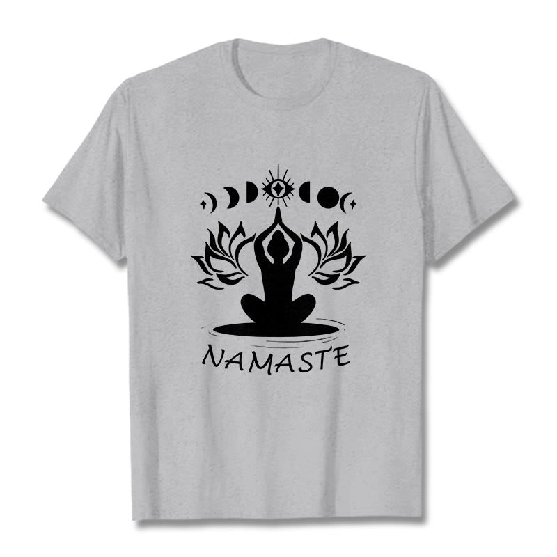 Buddha Stones Lässige Meditative Figur Lotus Mond Auge Muster T-Shirt - Hellgrau - 2XL - image 20