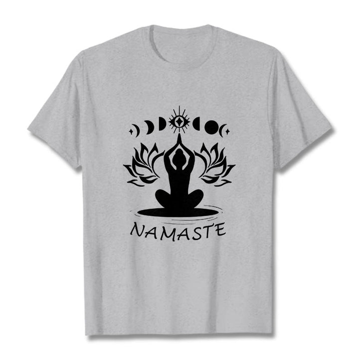 Buddha Stones Lässige Meditative Figur Lotus Mond Auge Muster T-Shirt - Hellgrau - 2XL - image 20