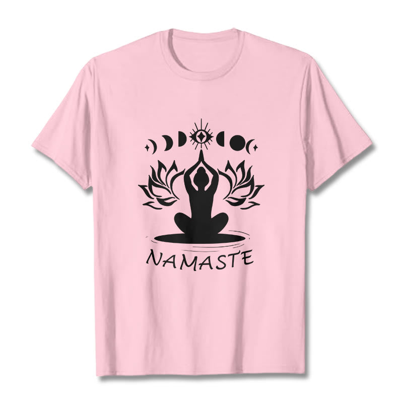 Buddha Stones Lässige Meditative Figur Lotus Mond Auge Muster T-Shirt - Hellrosa - 2XL - image 14