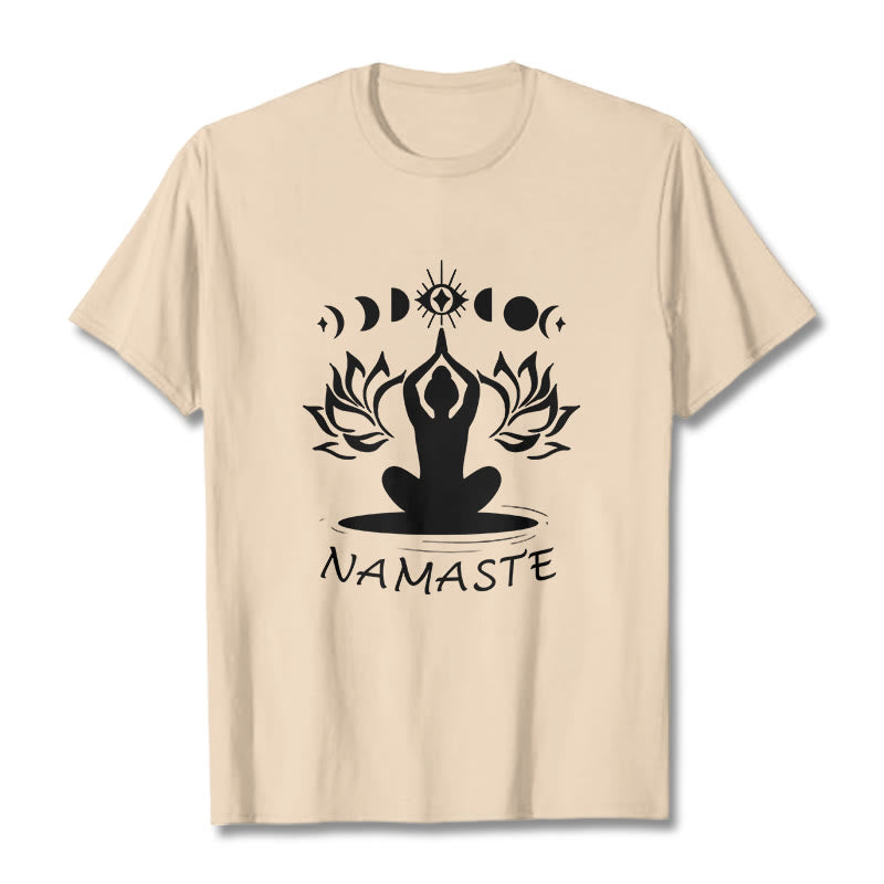 Buddha Stones Lässige Meditative Figur Lotus Mond Auge Muster T-Shirt - Bisque - 2XL - image 10