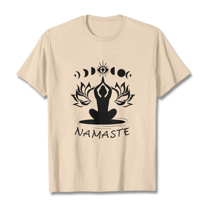 Buddha Stones Lässige Meditative Figur Lotus Mond Auge Muster T-Shirt - Bisque - 2XL - image 10