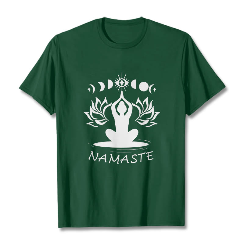 Buddha Stones Lässige Meditative Figur Lotus Mond Auge Muster T-Shirt - WaldGrün - 2XL - image 12