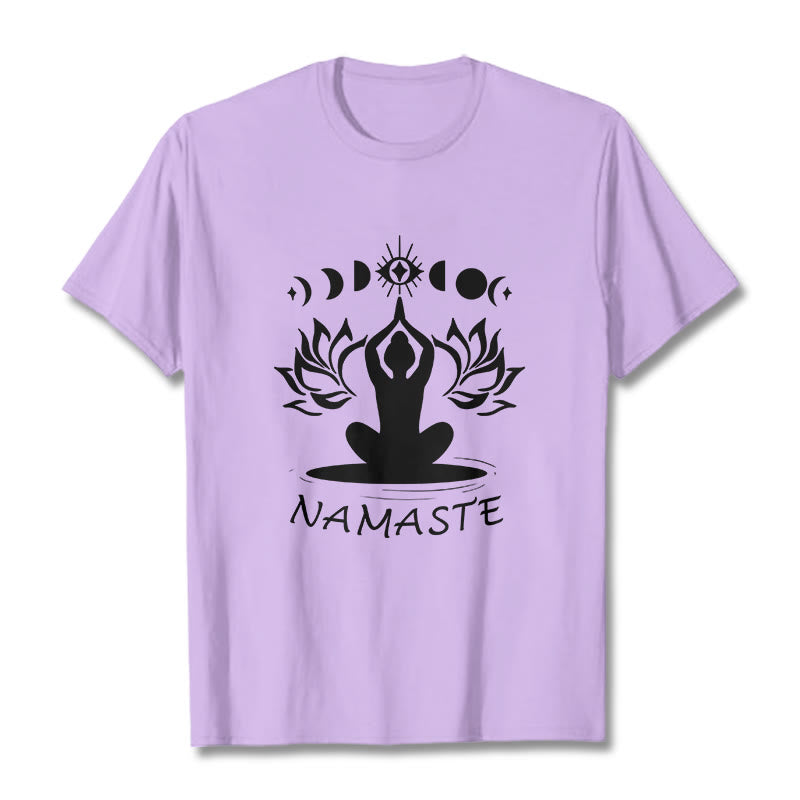 Buddha Stones Lässige Meditative Figur Lotus Mond Auge Muster T-Shirt - Pflaume - 2XL - image 18