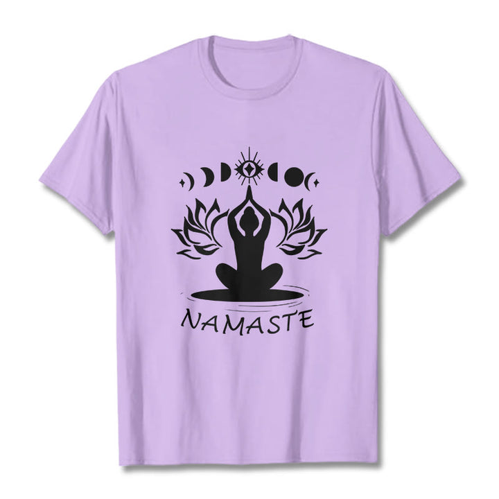 Buddha Stones Lässige Meditative Figur Lotus Mond Auge Muster T-Shirt - Pflaume - 2XL - image 18