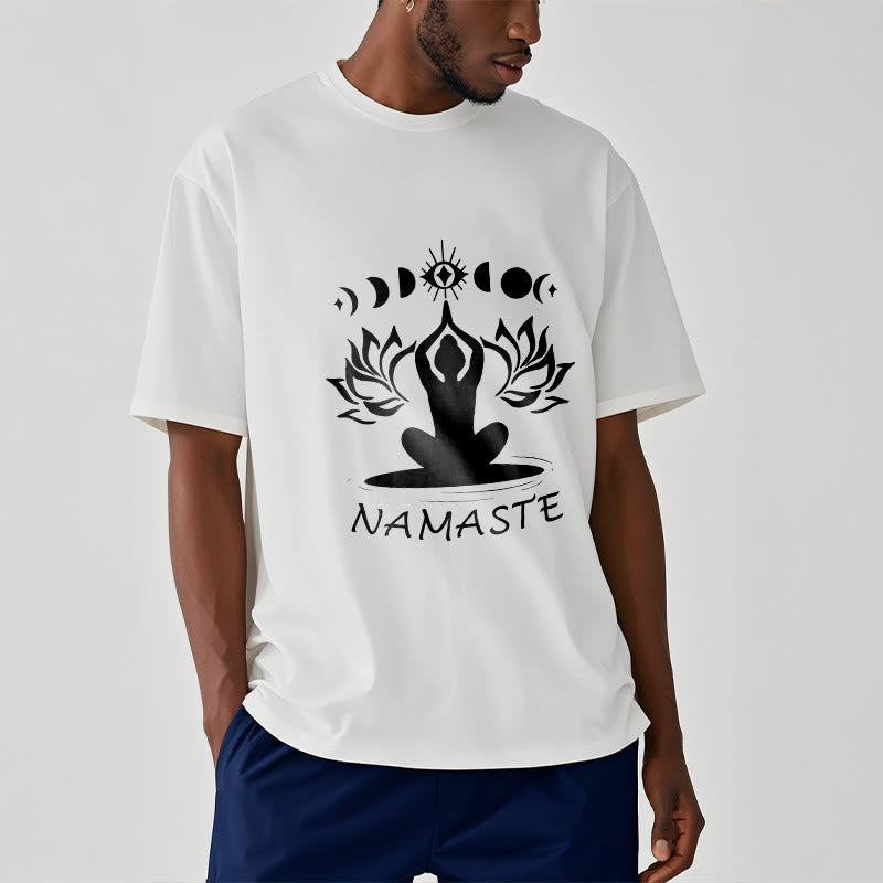 Buddha Stones Lässige Meditative Figur Lotus Mond Auge Muster T-Shirt - image 8
