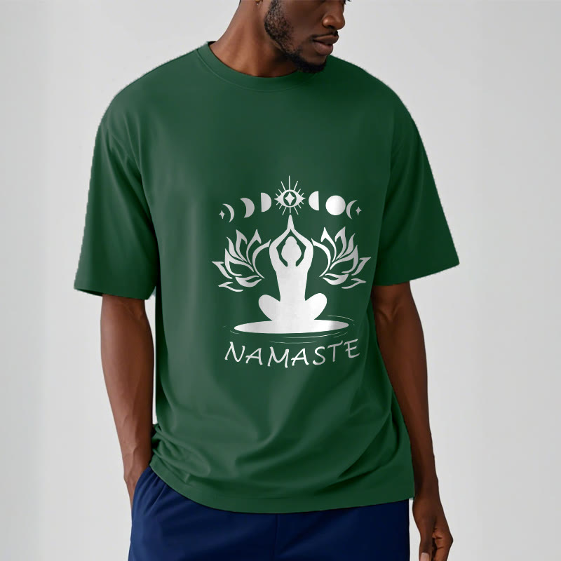 Buddha Stones Lässige Meditative Figur Lotus Mond Auge Muster T-Shirt - image 13