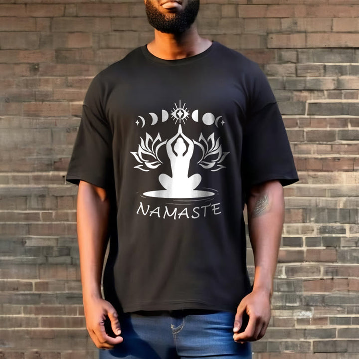 Buddha Stones Lässige Meditative Figur Lotus Mond Auge Muster T-Shirt - image 5