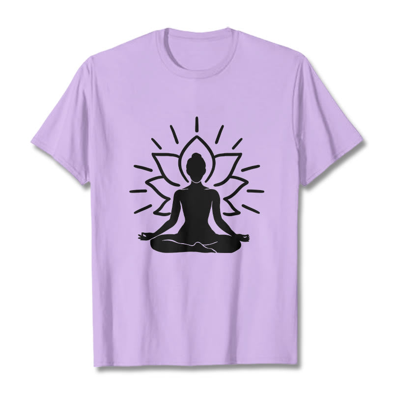 Buddha Stones Lässige Meditative Figur Lotus Muster T-Shirt - Pflaume - 2XL - image 17