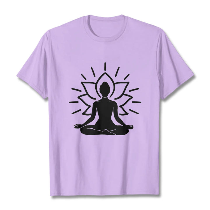 Buddha Stones Lässige Meditative Figur Lotus Muster T-Shirt - Pflaume - 2XL - image 17