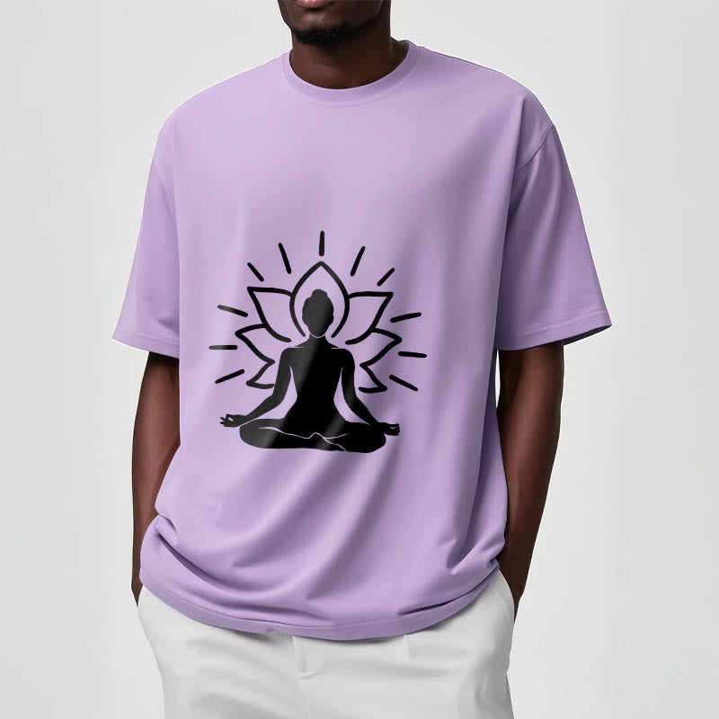 Buddha Stones Lässige Meditative Figur Lotus Muster T-Shirt - image 18