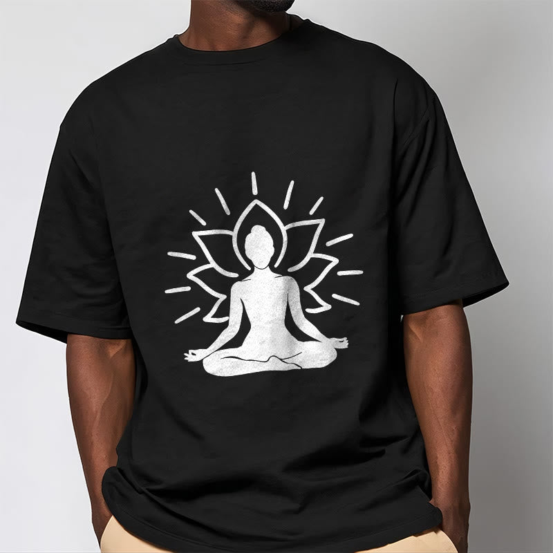 Buddha Stones Lässige Meditative Figur Lotus Muster T-Shirt - image 5
