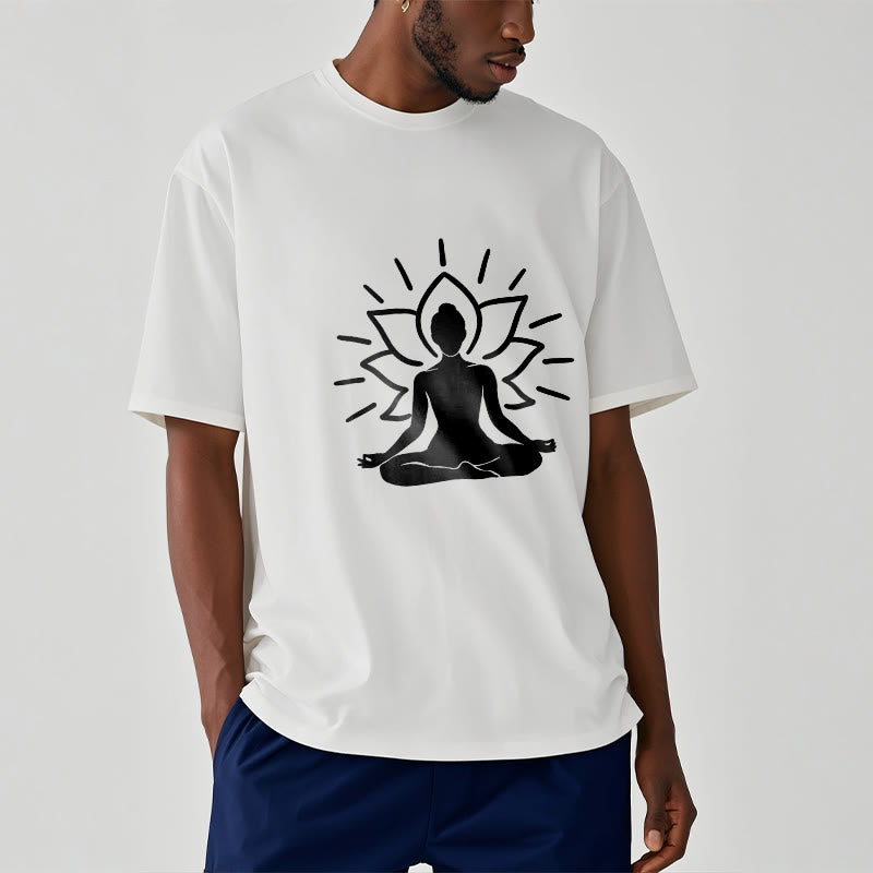 Buddha Stones Lässige Meditative Figur Lotus Muster T-Shirt - image 9