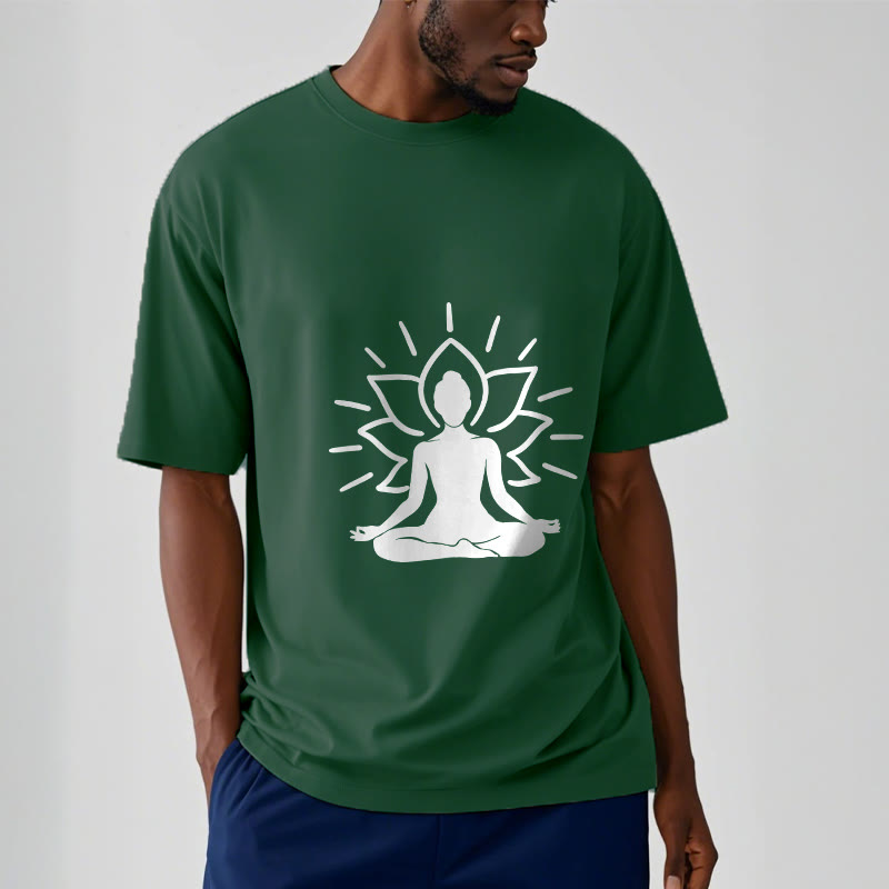 Buddha Stones Lässige Meditative Figur Lotus Muster T-Shirt - image 2