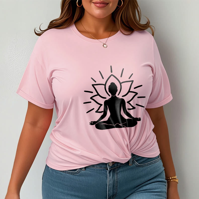 Buddha Stones Lässige Meditative Figur Lotus Muster T-Shirt - image 14