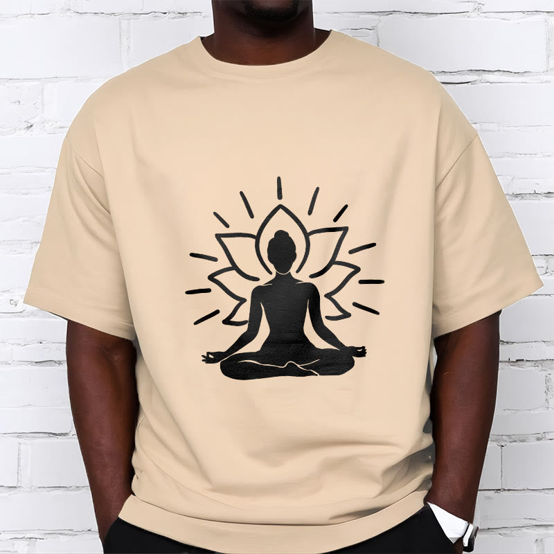 Buddha Stones Lässige Meditative Figur Lotus Muster T-Shirt - image 12