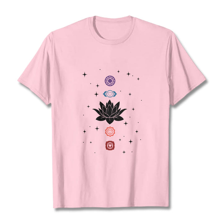Buddha Stones Casual Lotus Blume Chakren Muster T T-Shirt - Hellrosa - 2XL - image 13
