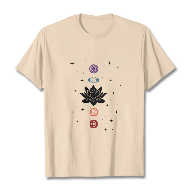 Buddha Stones Casual Lotus Blume Chakren Muster T T-Shirt - Bisque - 2XL - image 9