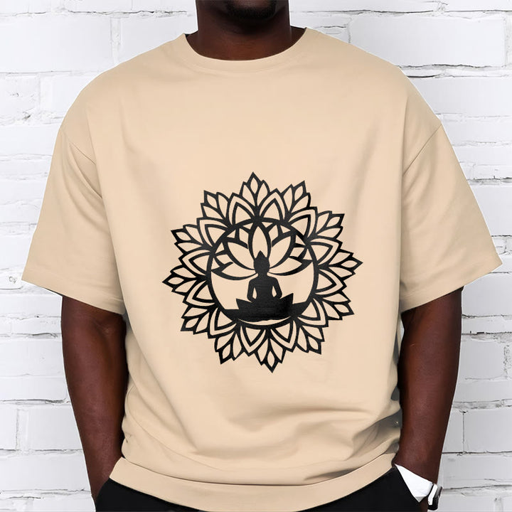 Buddha Stones Lässiges Mandala Sitzender Buddha Muster T-Shirt - image 12