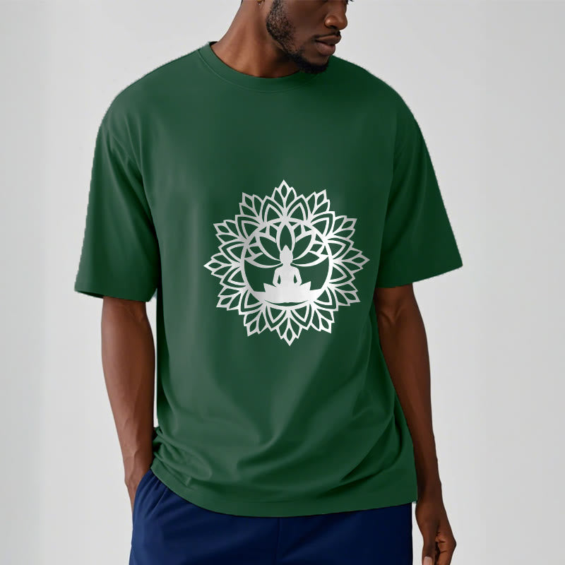 Buddha Stones Lässiges Mandala Sitzender Buddha Muster T-Shirt - image 14